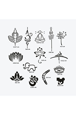 Goa City Pack Spray Tattoo Geçici Dövme Seti 14 Desen 1 Siyah Sprey