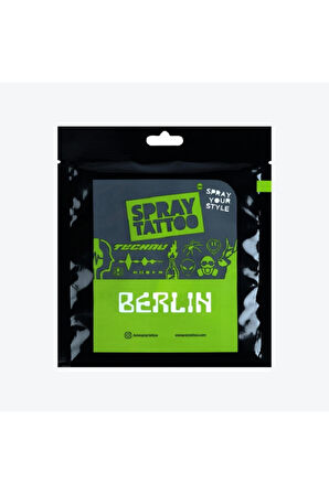 Berlin City Pack Spray Tattoo Geçici Dövme Seti 15 Desen 1 siyah sprey