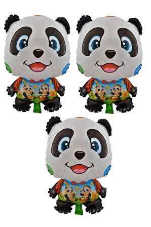 Neşeli Panda 3 Adet Büyük Boy 41cmx60cm Folyo Balon (helyum) No:19