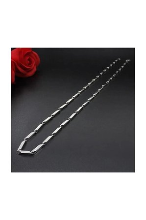 Unisex Çelik Kolye 55cm Küp Üçgen Zincir Model1