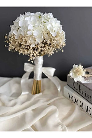 Gelin Buketi Islak Lale Inçıli Beyaz Damat Yaka Çiçeği...