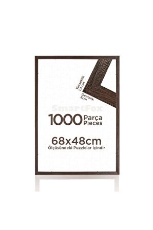 Puzzle Ve Yapboz Çerçevesi 1000 Parça Için 68cmx48cm Ebatında Kahverengi