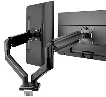 Tayfun 17-32'' Masa Üstü Hareketli İkili 2 Monitör Tutucu Askı Aparatı-Amortisörlü