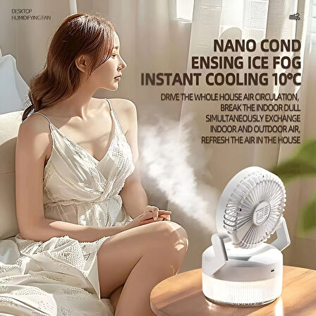 Sisleme Taşınabilir Şarj Edilebilir Masa Sisleme Fanı 3 Rüzgar Hızı 180° Ayarlanabilir Soğutma Fanı