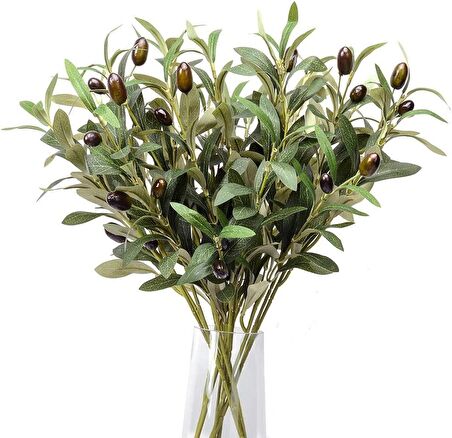 4lü Set Yapay Zeytin Dalı 45cm 4 Meyveli Yapay Çiçek 