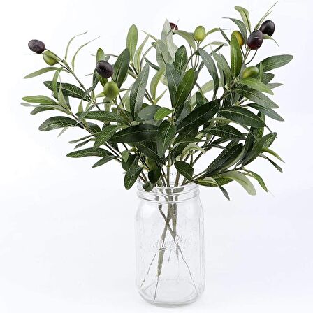 4lü Set Yapay Zeytin Dalı 45cm 4 Meyveli Yapay Çiçek 