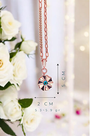 Lacivert Mineli Rüzgar Gülü Rose Klipsli Kolye Ucu & Ajda Bilezik Charm | 925 Ayar Gümüş