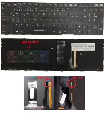 Clevo N870HP6 Klavye Siyah Türkçe Işıklı RGB VER.2