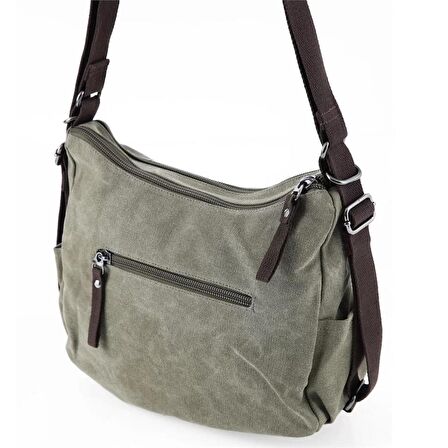 Ççs 31319 İki Bölmeli Kanvas Kadın El ve Omuz Çanta Yeşil