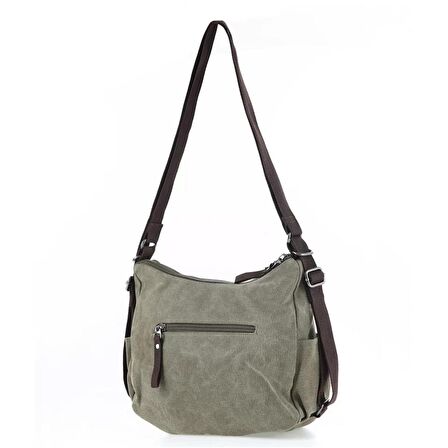 Ççs 31319 İki Bölmeli Kanvas Kadın El ve Omuz Çanta Yeşil