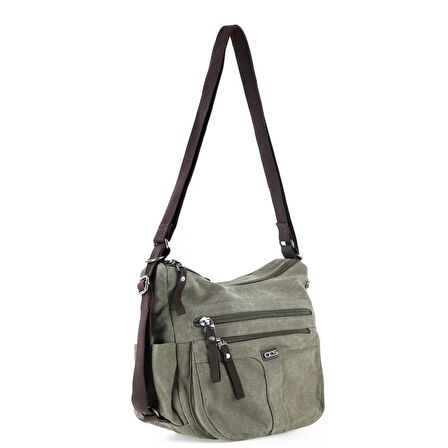 Ççs 31319 İki Bölmeli Kanvas Kadın El ve Omuz Çanta Yeşil