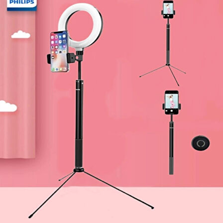 160 Cm 3 Renk Canlı Yayın Tripodu Tiktok Çekim Makyaj Işığı Ring Light 15 Cm Halka 3 in 1