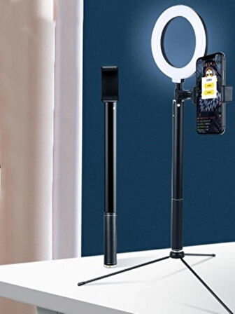 160 Cm 3 Renk Canlı Yayın Tripodu Tiktok Çekim Makyaj Işığı Ring Light 15 Cm Halka 3 in 1