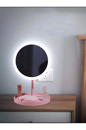 SONX  Dokunmatik Led Işıklı Usb Li Yuvarlak Masa Üstü Makyaj Aynası Makyaj Aynası Ledli