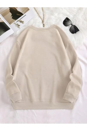 Unisex Butcoffee Baskılı Bisiklet Yaka Sweatshirt