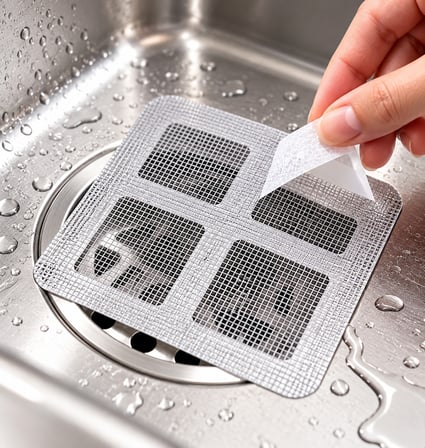 5 Adet Kendinden Yapışkanlı Gider Süzgeci - Lavabo ve Duş İçin Saç Tutucu Filtre