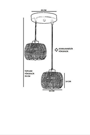 TIGER 2 Lİ TEPSİLİ RATTAN SARKIT