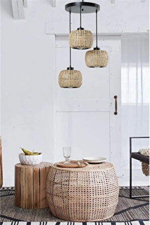 TIGER 3 LÜ TEPSİLİ RATTAN SARKIT