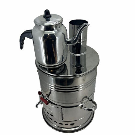 Paslanmaz 304 Çelik Demlikli 7 litre Semaver