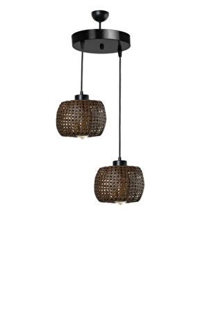 TIGER 2 Lİ TEPSİLİ CEVİZ RATTAN SARKIT