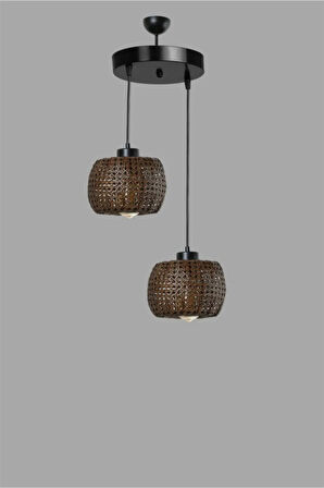 TIGER 2 Lİ TEPSİLİ CEVİZ RATTAN SARKIT