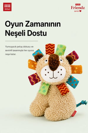 Plush Friendz Serisi Sesli Aslan Peluş Köpek Oyuncağı - Küçük Irklar ve Yavru Köpekler İçin Çiğneme Oyuncağı