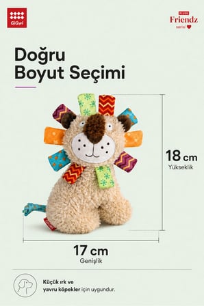 Plush Friendz Serisi Sesli Aslan Peluş Köpek Oyuncağı - Küçük Irklar ve Yavru Köpekler İçin Çiğneme Oyuncağı