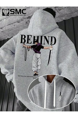 Unisex Toji X Japon Baskılı kapüşonlu Sweatshirt