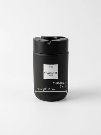 Qlux 3 Adet Cam Modern Siyah Kokusuz Kapaklı Küllük - 15 cm Silindir 660cc Masaüstü Kül Tablası