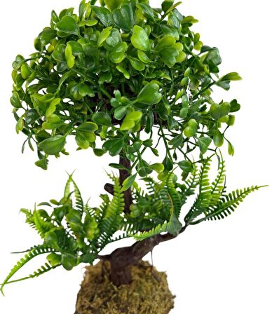 Bonsai Dekoratif Yapay Ağaç Yarım Top Kafalı Yeşil Bonzai 30CM