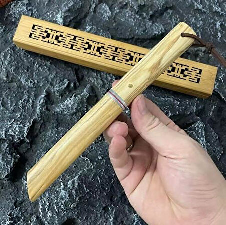 Damascus Tanto Japon EDC Zeytin Ağacı Sap