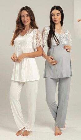 Bone Club 5210 ECRU  Hamile Lohusa Pijama Tk