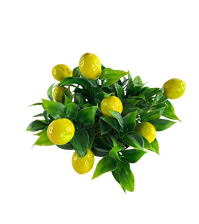 Yapay Çiçek Beyaz Saksıda Limon Demeti Dekoratif Masa Çiçeği 