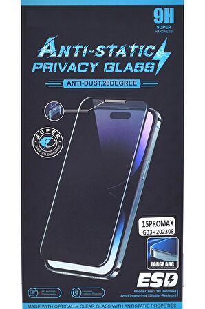 Anti Static Glass Ekran Koruyucu Apple Iphone 15 Pro Max Full Kaplayan Çizilmeyen Suya Dayanıklı