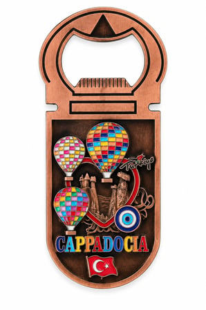 Kapadokya Magnet Şişe Açacağı – Metal Dekoratif Buzdolabı Magneti – Altın Gümüş Bakır – Farklı Desen & Modeller