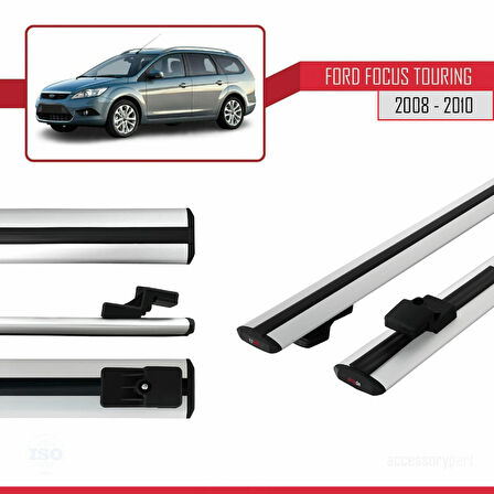 Ford Focus 2 (C307) Turnier 2008-2010 Arası ile Uyumlu BASIC Model Ara Atkı Tavan Barı Gri 2 Adet