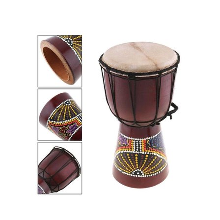 Djembe Davul Darbuka Renkli Afrika El Yapımı 25cm Çocuk Bongo Kongo No.2