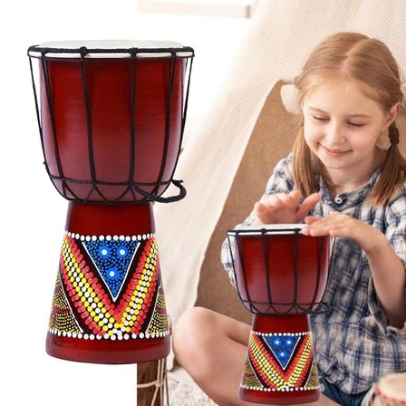Djembe Davul Darbuka Renkli Afrika El Yapımı 25cm Çocuk Bongo Kongo No.2