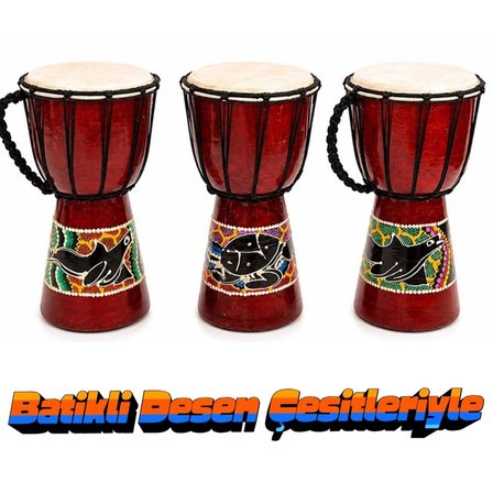 Djembe Davul Darbuka Renkli Afrika El Yapımı 25cm Çocuk Bongo Kongo No.2