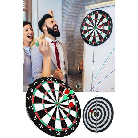 Çift Taraflı Dart Tahtası ve 6 Adet Metal Uçlu Ok 40cm Bullseye