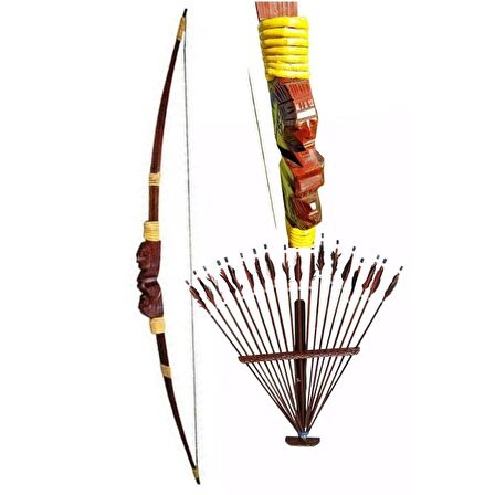 Bambu ve Ahşap Ok Yay Stantlı Duvar Dekoru