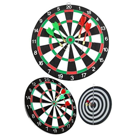 Çift Taraflı Dart Tahtası ve 4 Adet Metal Uçlu Ok 30cm Bullseye