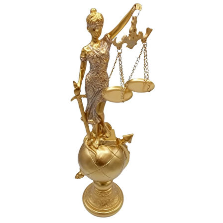 Themis Adalet Terazisi Heykeli ve Dünya Biblo Gold 37cm