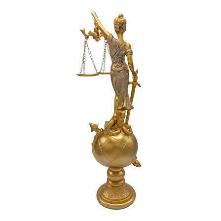 Themis Adalet Terazisi Heykeli ve Dünya Biblo Gold 37cm