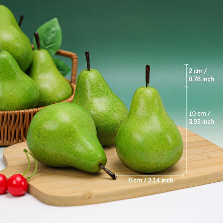 Yapay Meyve Sebze 6lı Paket Yeşil ARMUT Doğal Görünüm