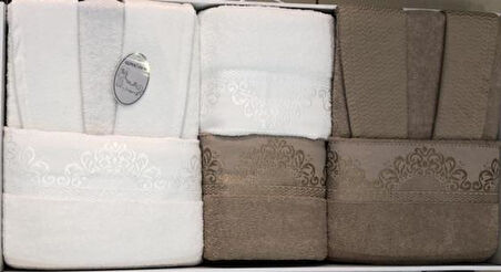 Armağanal Cotton Paris Pamuklu Jakarlı 6 Parça Aile Bornoz Seti Takımı