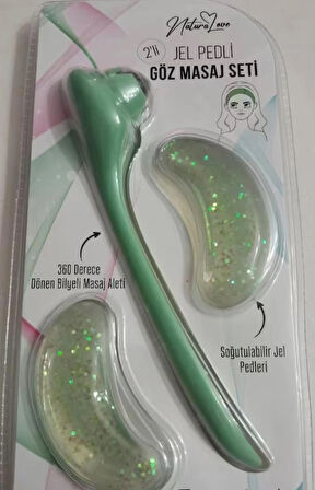 Jel Pedli Gözaltı Metal Bilyeli Göz Masaj Aleti Seti