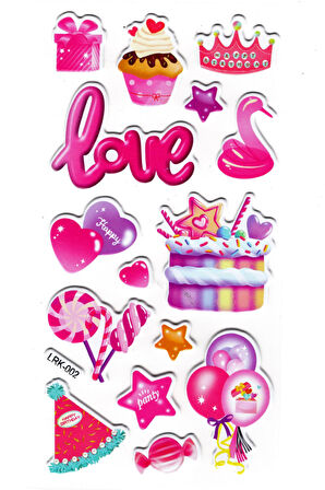 Sticker Kabartmalı Stiker Defter Planlayıcı Etiket (Lrk002)-17x9 cm- Pasta Party