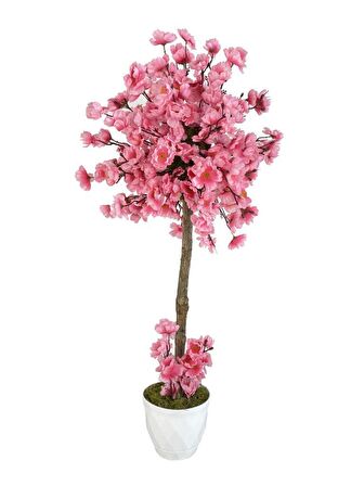 Yapay Ağaç Açık Pembe Bahar Dalı Japon Kiraz Çiçeği Beyaz Saksılı 90cm