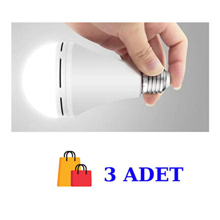 Cata -4229 Şarjlı LED Ampul 9 W Orijinal Beyaz Işık 3 Adet